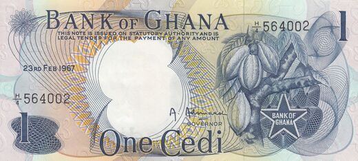 Ghana 1 Cedi 1967 P-10a ( 01-0 )