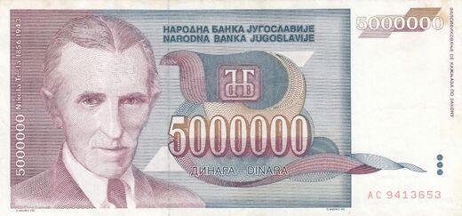 Jugoslavia 5.000.000 Dinara 1993 P-121 ( 1-1+ )