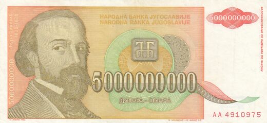 Jugoslavia 5.000.000.000 Dinara 1993 P-135 ( 1-1+ )
