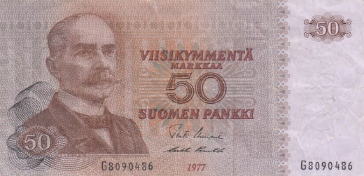 50 Markkaa 1977 G8090486 ( 1-1+ ) rissi, Uus - Pun