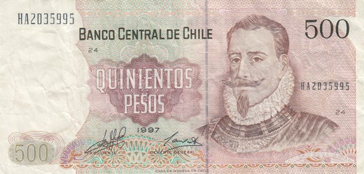 Chile 500 Pesos 1997 P-153e ( 1-1+ )