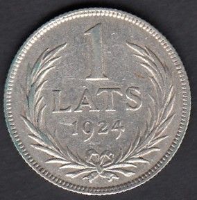 Latvia 1 Lats 1924  KM-7 ( 1+-01 ) Hopea  5gr / 835
