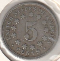 USA 5 Cents 1867 KM-97 ( 1-1+ )