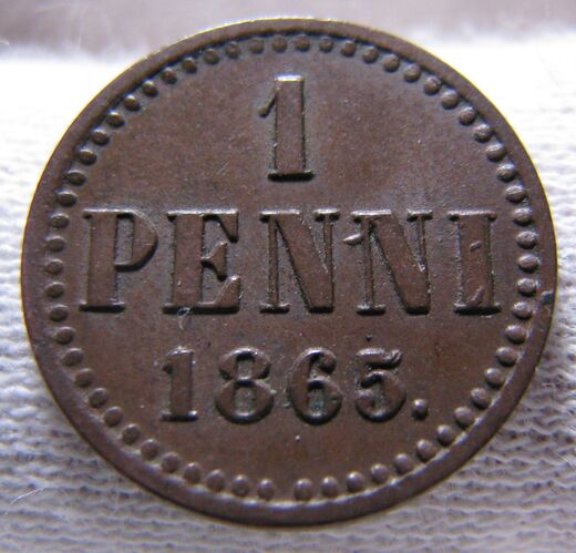 1 Penni 1865 I ( 1+ ) suora nauha